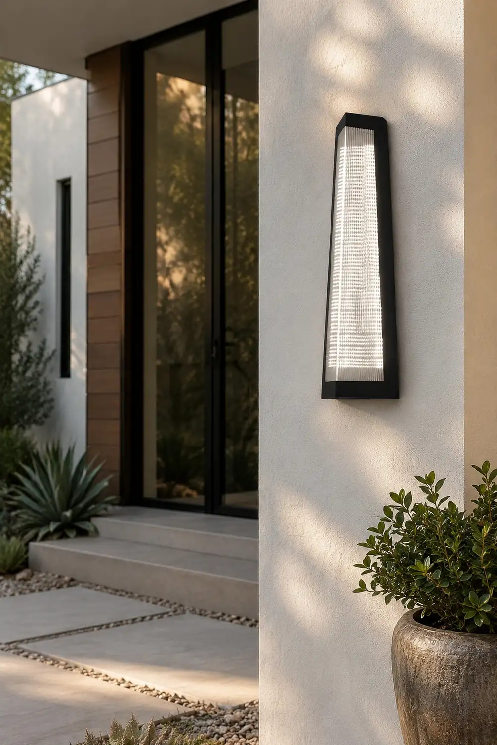 Striped Acrylic Waterproof LED Black Modern Outdoor Wall Lights Fixture - Lumpaz