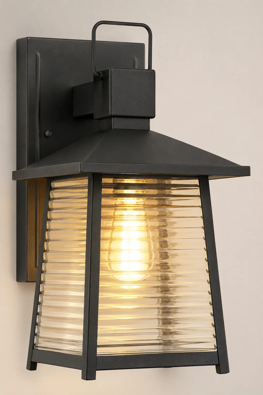 Waterproof Thickened Glass Black Retro Solar Outdoor Wall Lights - Lumpaz
