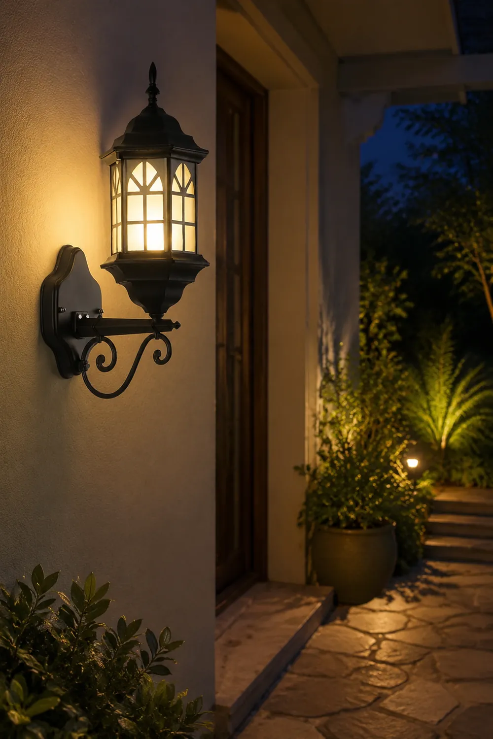 Retro Waterproof Dimmable LED Solar Wall Lamp with Remote Exterior Lights - Lumpaz