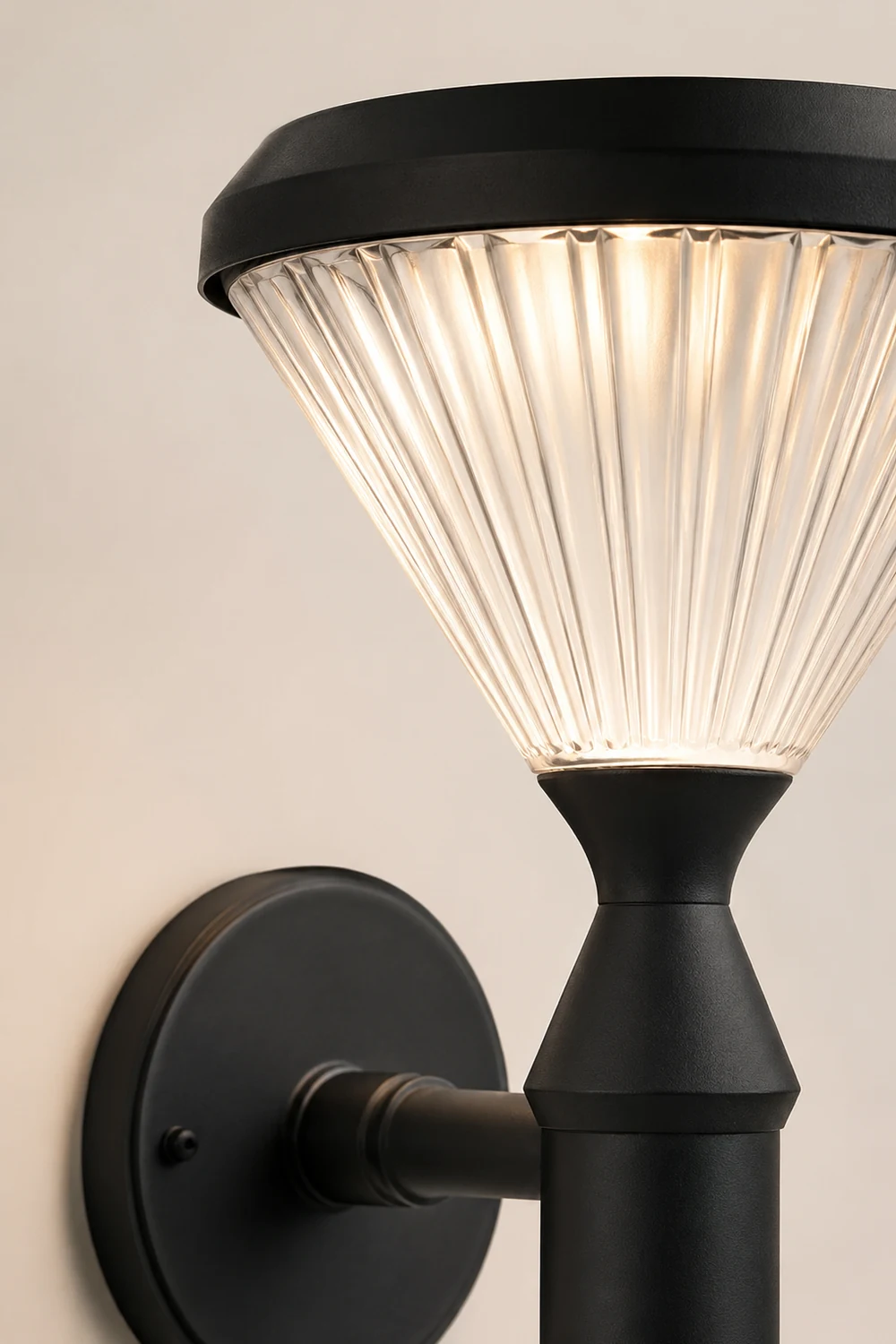 Round Waterproof Light Control LED Black Modern Solar Outdoor Lights - Lumpaz