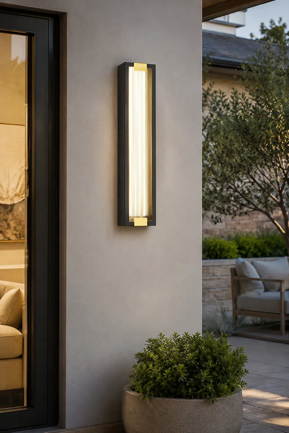 Rectangular Strip Waterproof LED Black Modern Porch Lights Wall Sconces - Lumpaz
