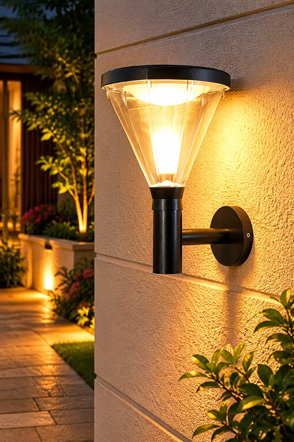 Waterproof Dimmable LED Black Modern Solar Outdoor Wall Lights Wall Lamp - Lumpaz