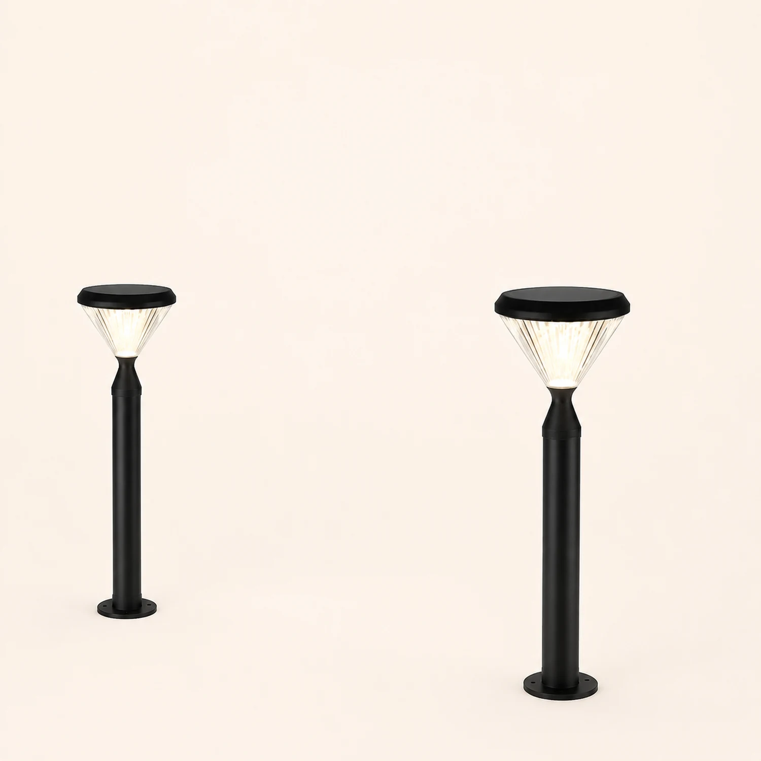Round Waterproof Light Control LED Black Modern Solar Outdoor Lights - Lumpaz