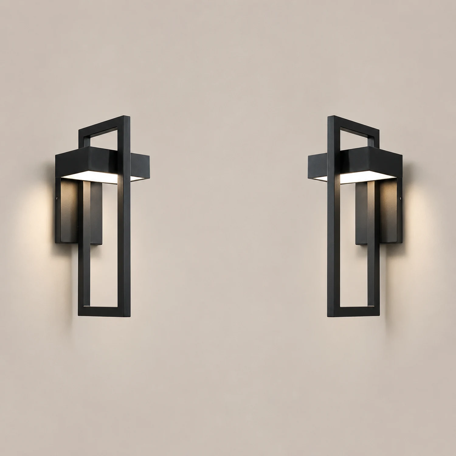 Rectangular Minimalist LED Waterproof Black Modern Outdoor Wall Lamp - Lumpaz