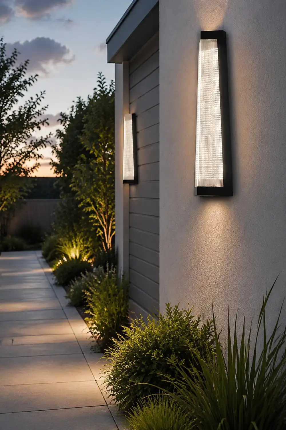 Striped Acrylic Waterproof LED Black Modern Outdoor Wall Lights Fixture - Lumpaz