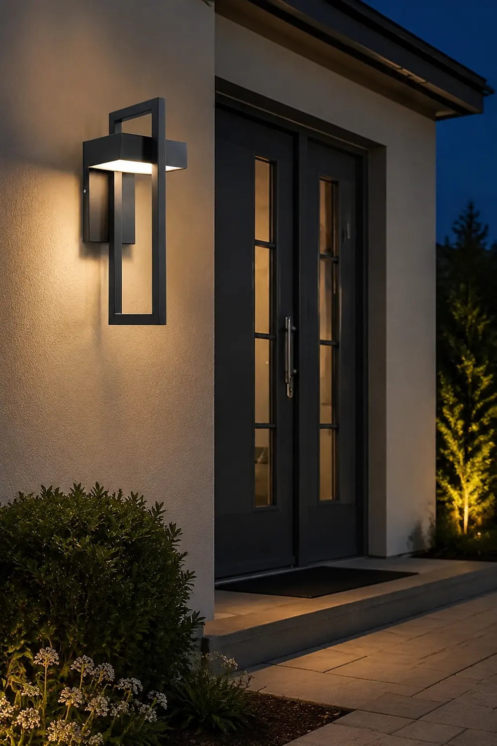 Rectangular Minimalist LED Waterproof Black Modern Outdoor Wall Lamp - Lumpaz