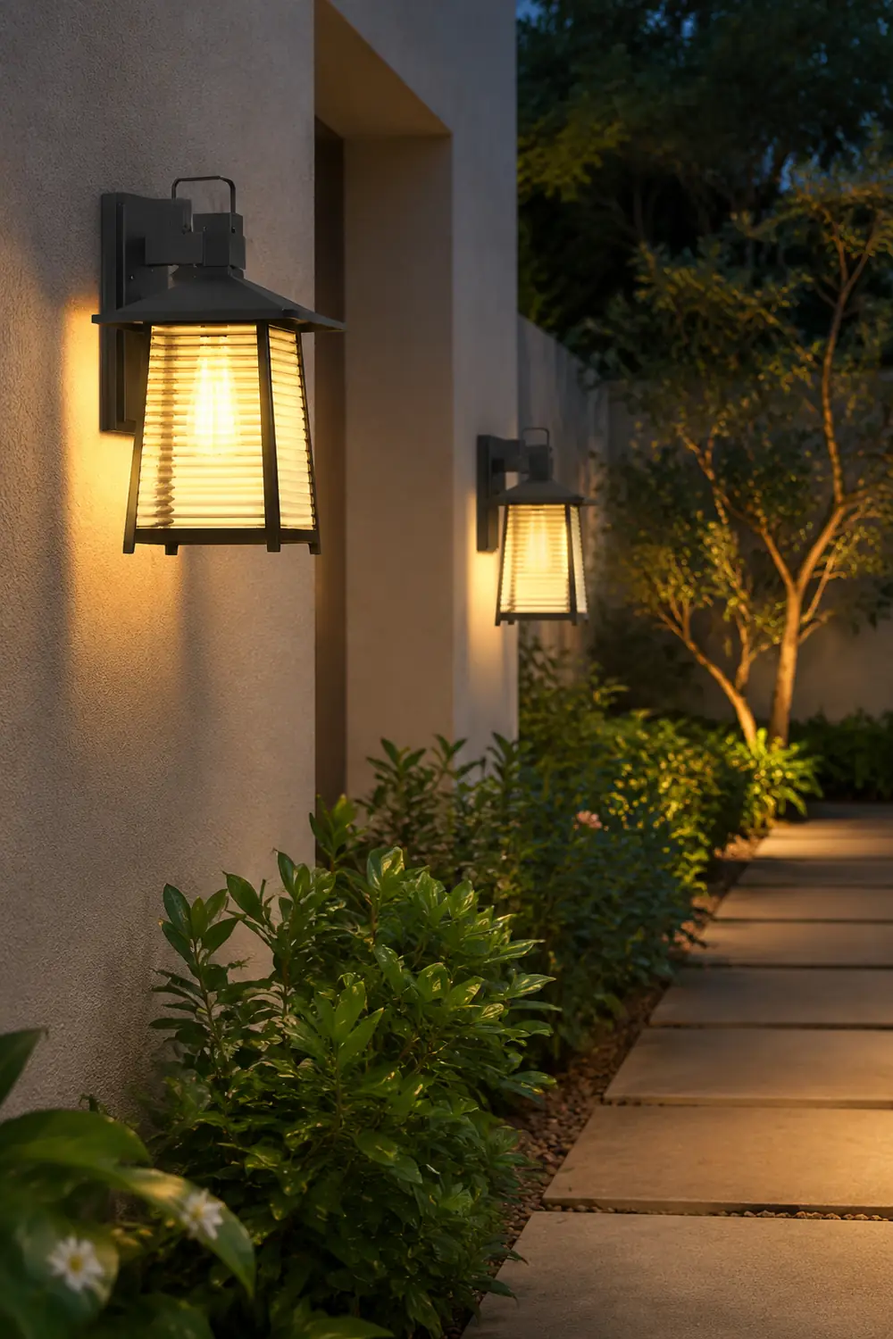 Waterproof Thickened Glass Black Retro Solar Outdoor Wall Lights - Lumpaz