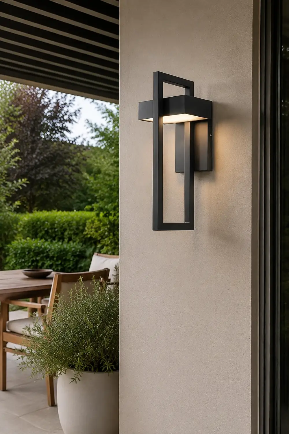 Rectangular Minimalist LED Waterproof Black Modern Outdoor Wall Lamp - Lumpaz