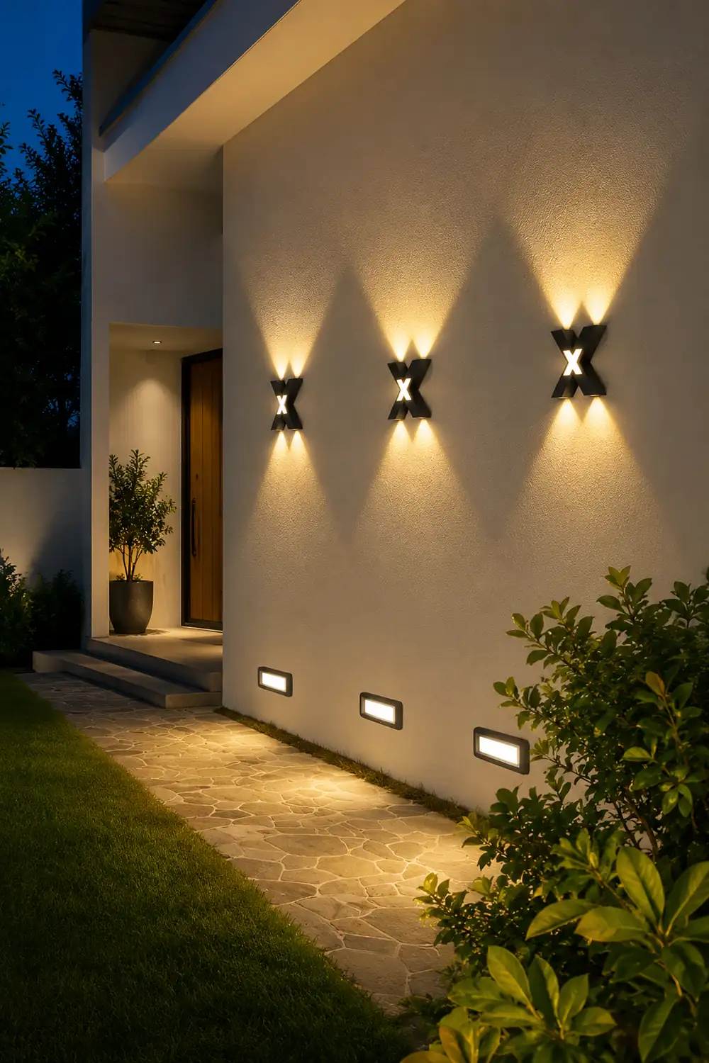 X Shape Creative Waterproof LED Black Modern Outdoor Wall Lamp Exterior Lights - Lumpaz