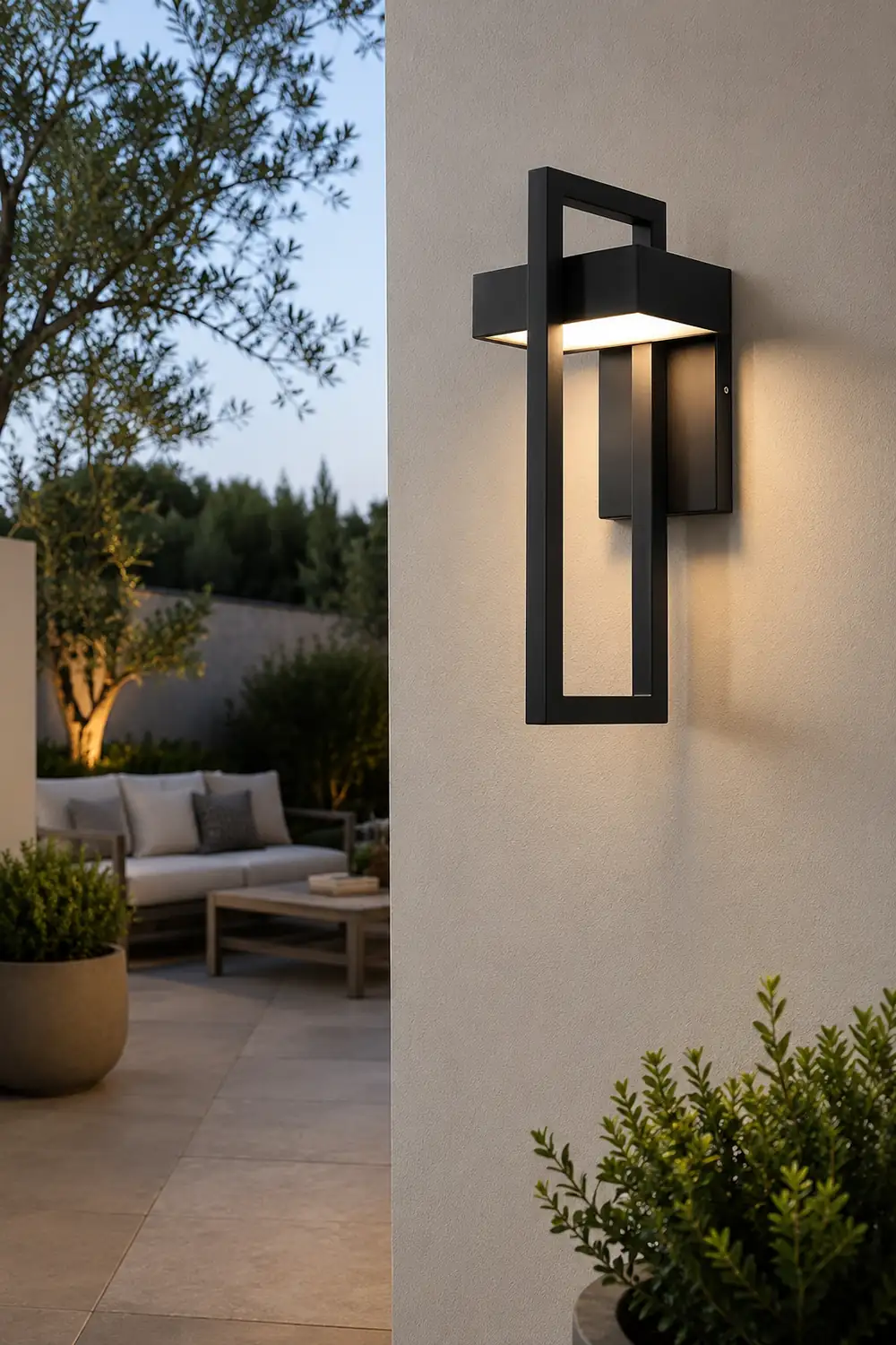 Rectangular Minimalist LED Waterproof Black Modern Outdoor Wall Lamp - Lumpaz