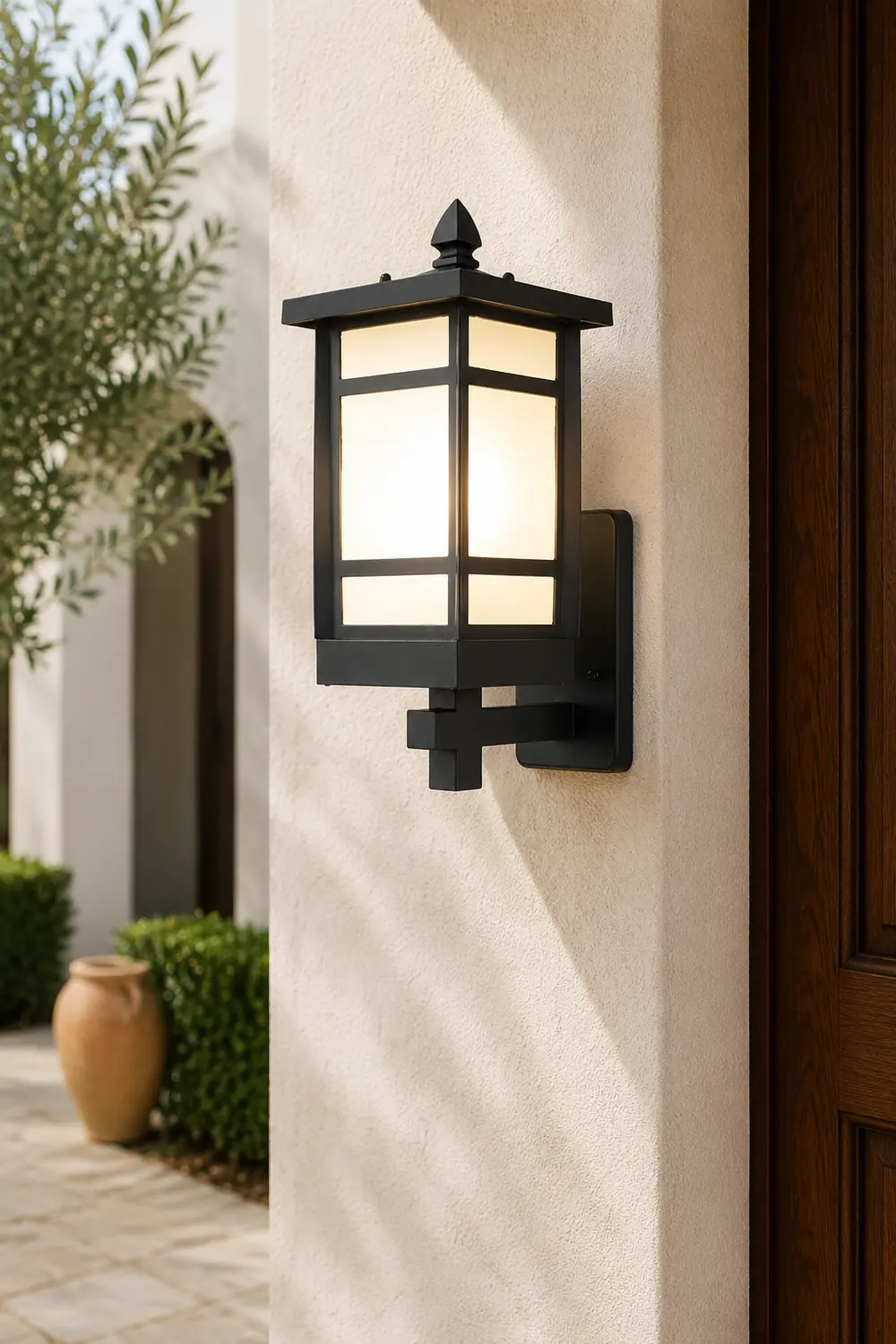 Vintage Waterproof LED Glass Matte Black Retro Wall Lamp Exterior Lights - Lumpaz