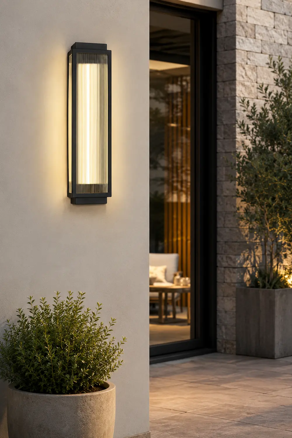 Rectangular Strip Waterproof LED Black Modern Outdoor Wall Lights - Lumpaz