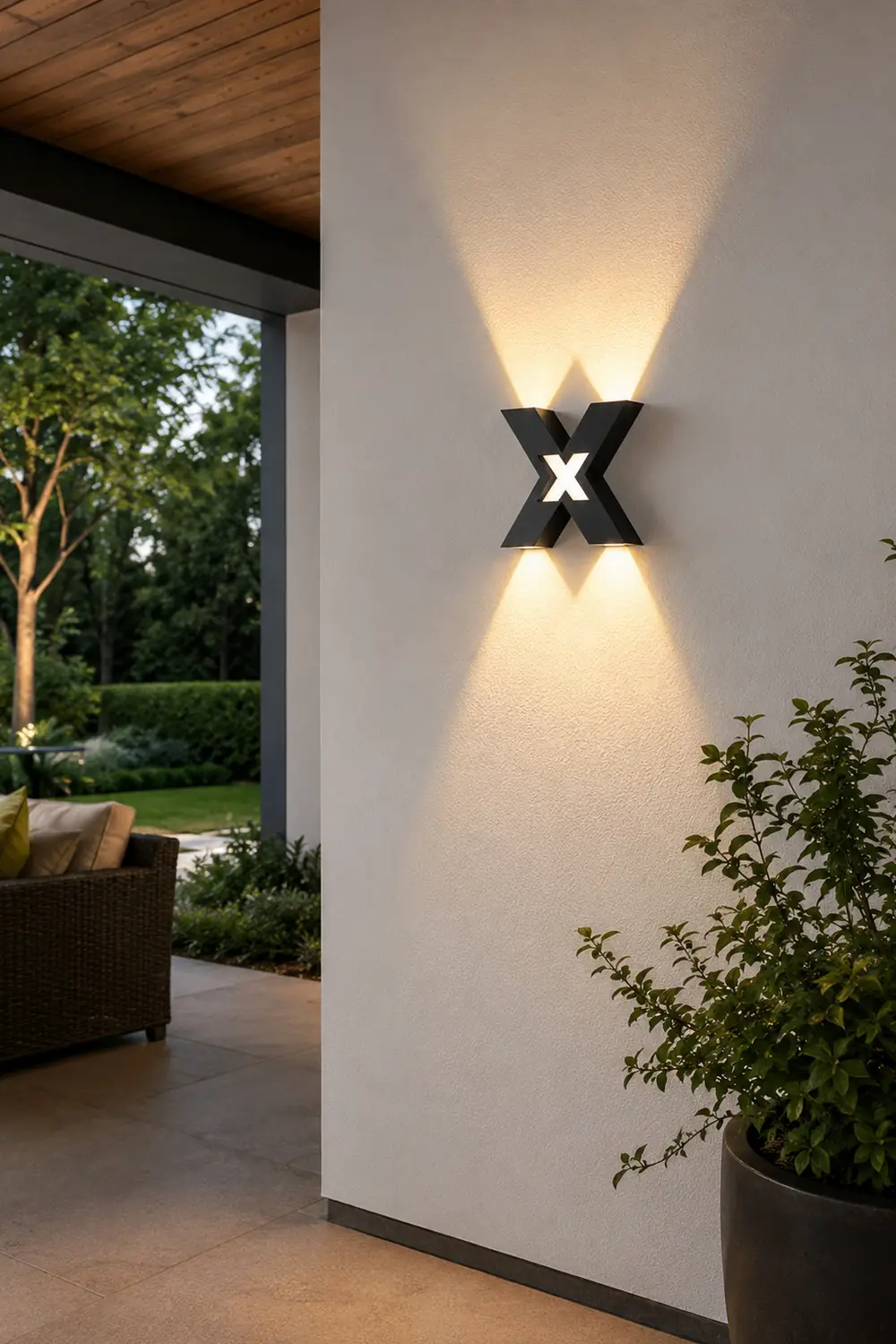 X Shape Creative Waterproof LED Black Modern Outdoor Wall Lamp Exterior Lights - Lumpaz