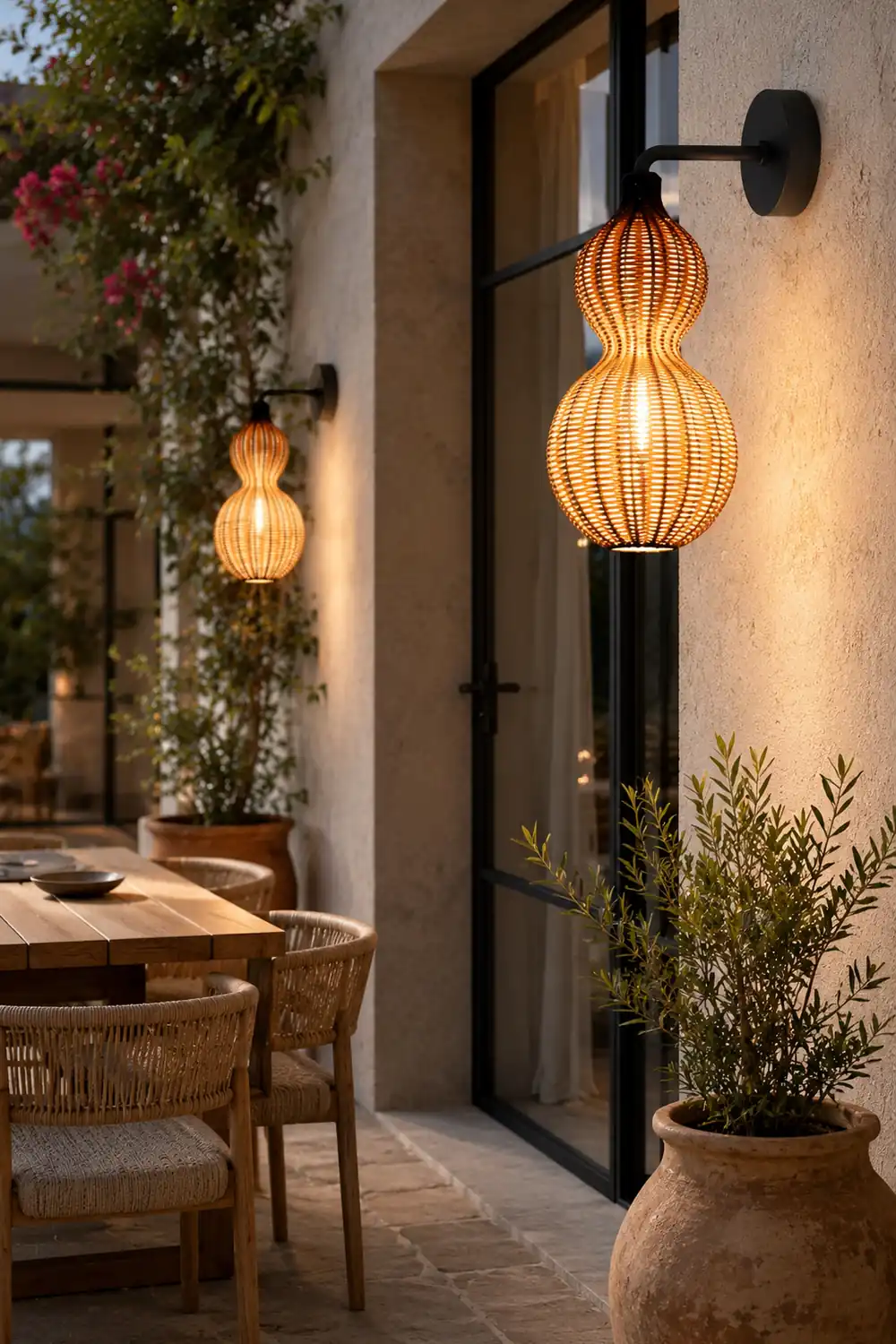 Rattan Gourd Waterproof Retro Outdoor Chandelier Porch Lights Wall Lamp - Lumpaz