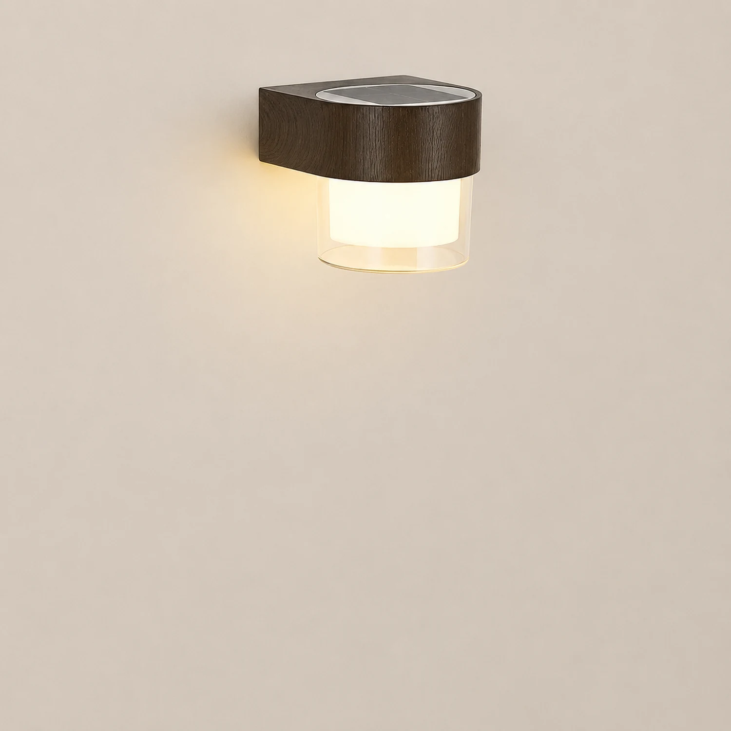 Square Round Waterproof LED Black Minimalist Solar Outdoor Wall Lights - Lumpaz