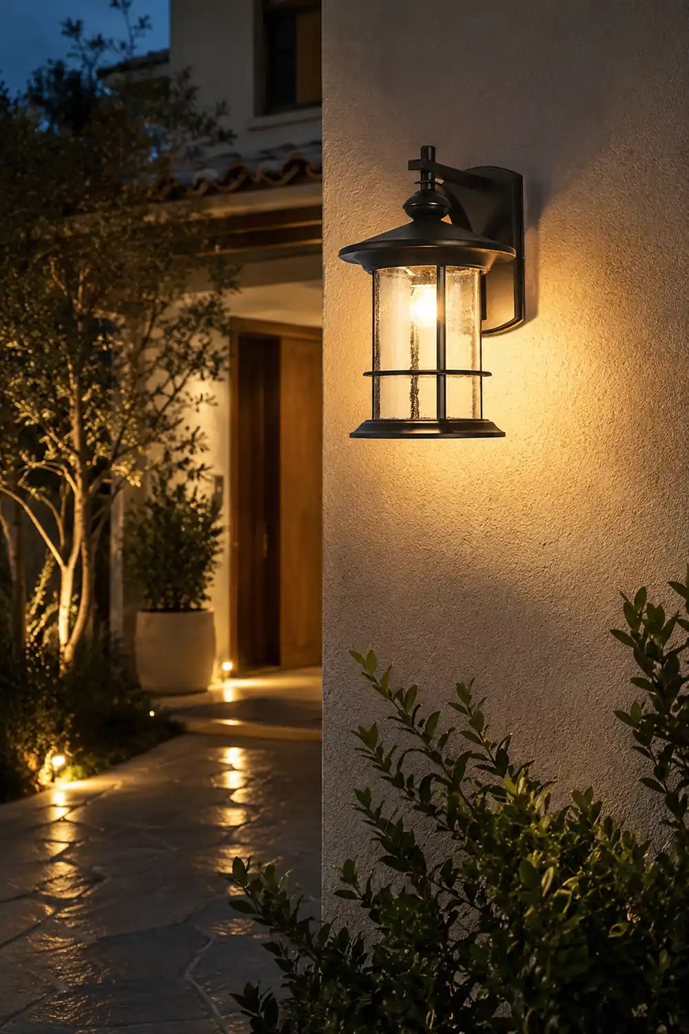 Retro Aluminum Glass LED Waterproof Black American Garden Wall Lamp - Lumpaz