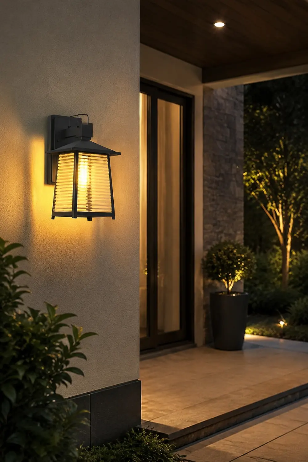 Waterproof Thickened Glass Black Retro Solar Outdoor Wall Lights - Lumpaz