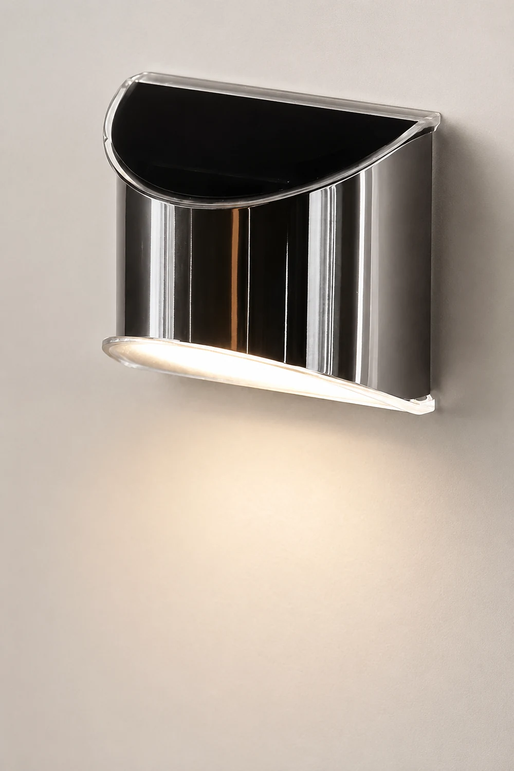 Stainless Steel Minimalist Waterproof Silver Modern Solar Wall Lamp - Lumpaz
