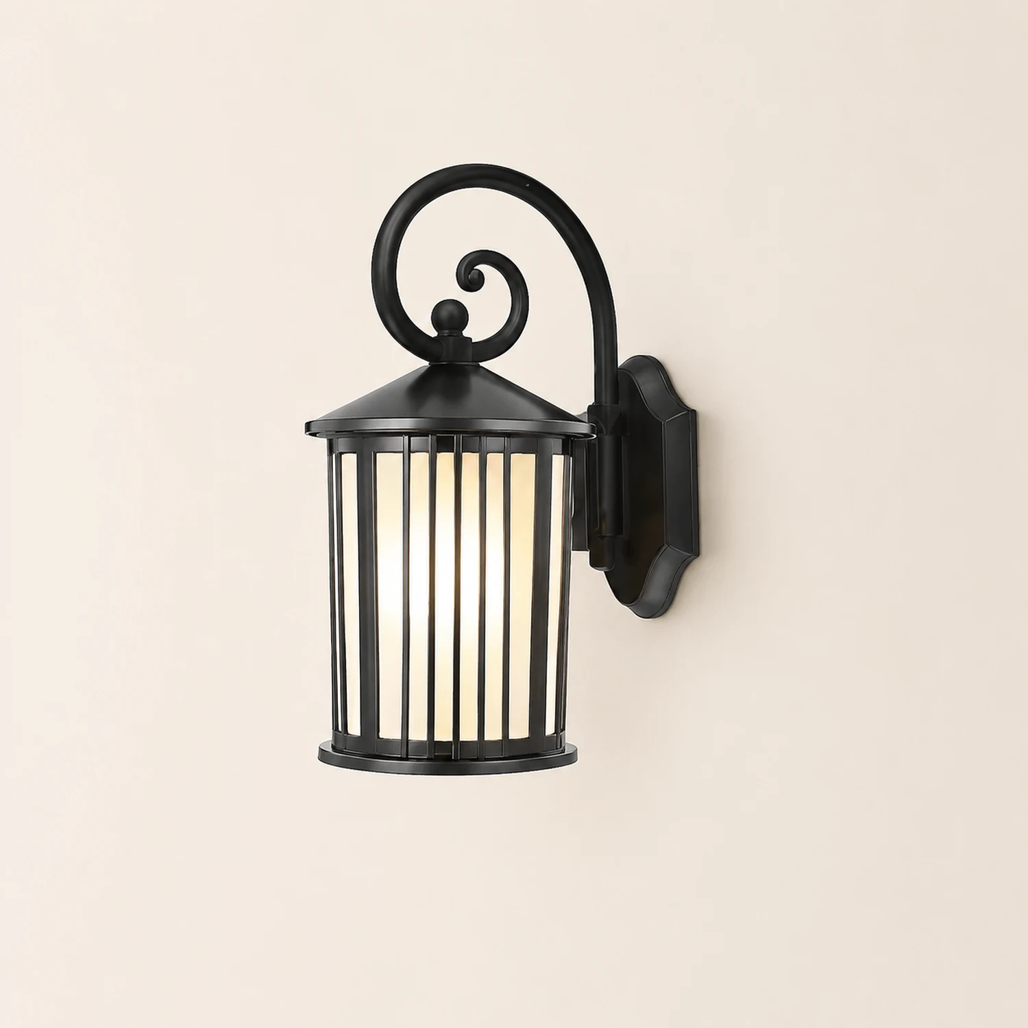 Waterproof Striped Glass Aluminum Black Retro Outdoor Wall Lights - Lumpaz