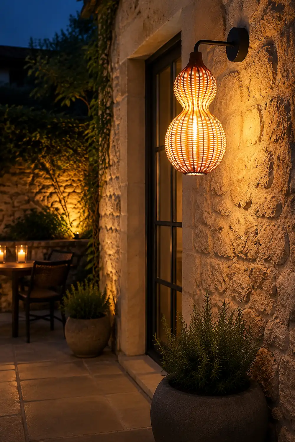 Rattan Gourd Waterproof Retro Outdoor Chandelier Porch Lights Wall Lamp - Lumpaz