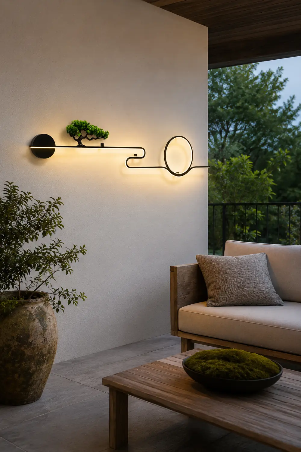 Moon Tree Scenery Waterproof LED Black Retro Outdoor Wall Lights Sconces - Lumpaz