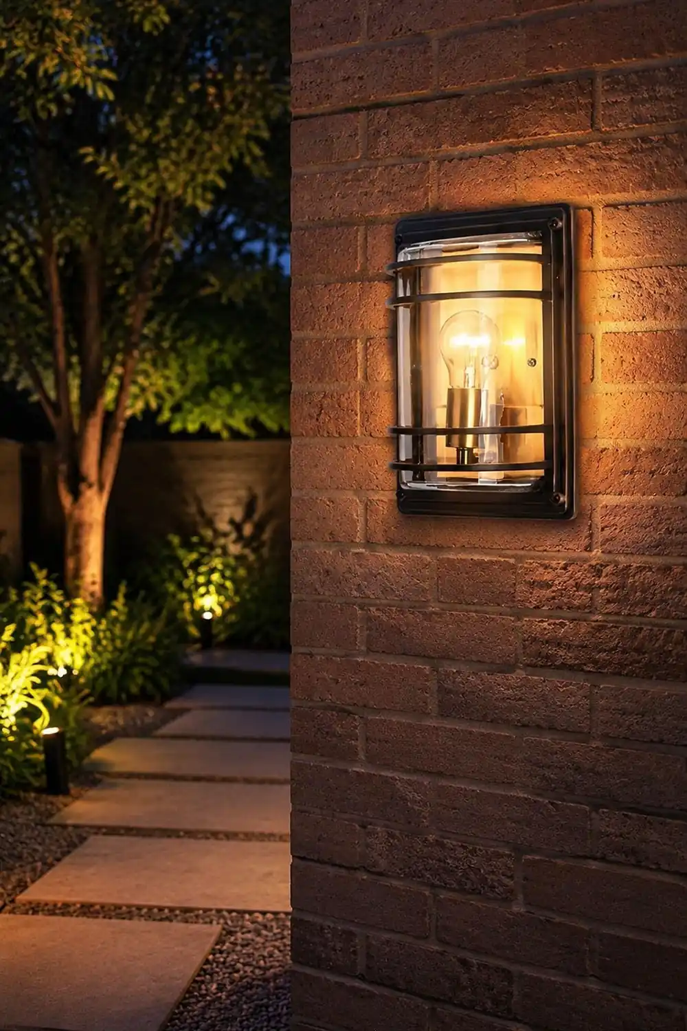 Vintage Aluminum Brown Glass Waterproof Modern Outdoor Wall Light - Lumpaz