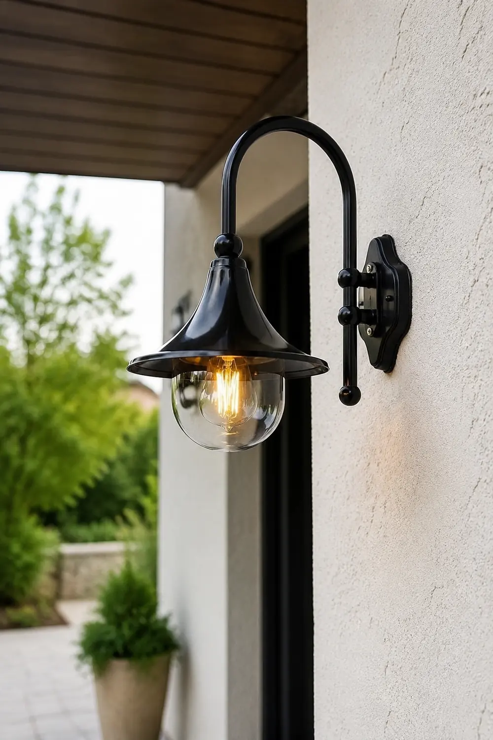 Creative Trumpet Shaped Waterproof LED Black Vintage Outdoor Wall Lamp - Lumpaz