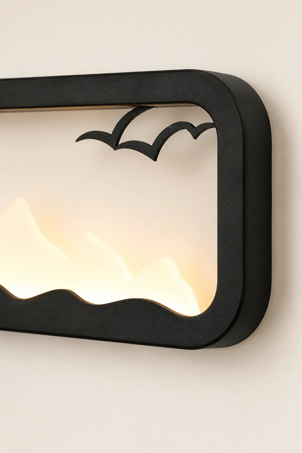 Rectangular Mountain Scenery LED Waterproof Black Outdoor Wall Lamp - Lumpaz