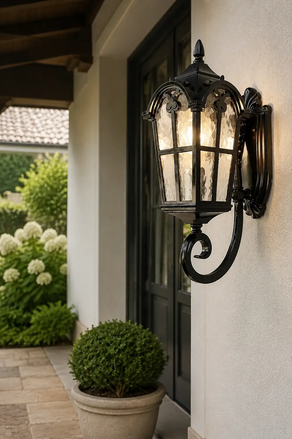 Vintage Glass Waterproof Black European-style Outdoor Wall Lamp Exterior Lights - Lumpaz