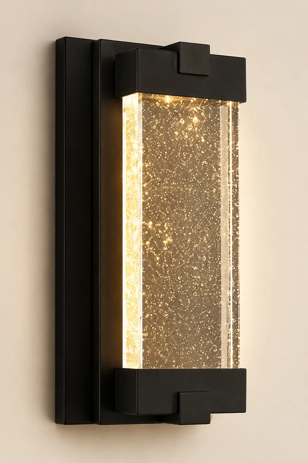 Rectangular Bubbles Crystal Waterproof COB Black Outdoor Wall Lights - Lumpaz