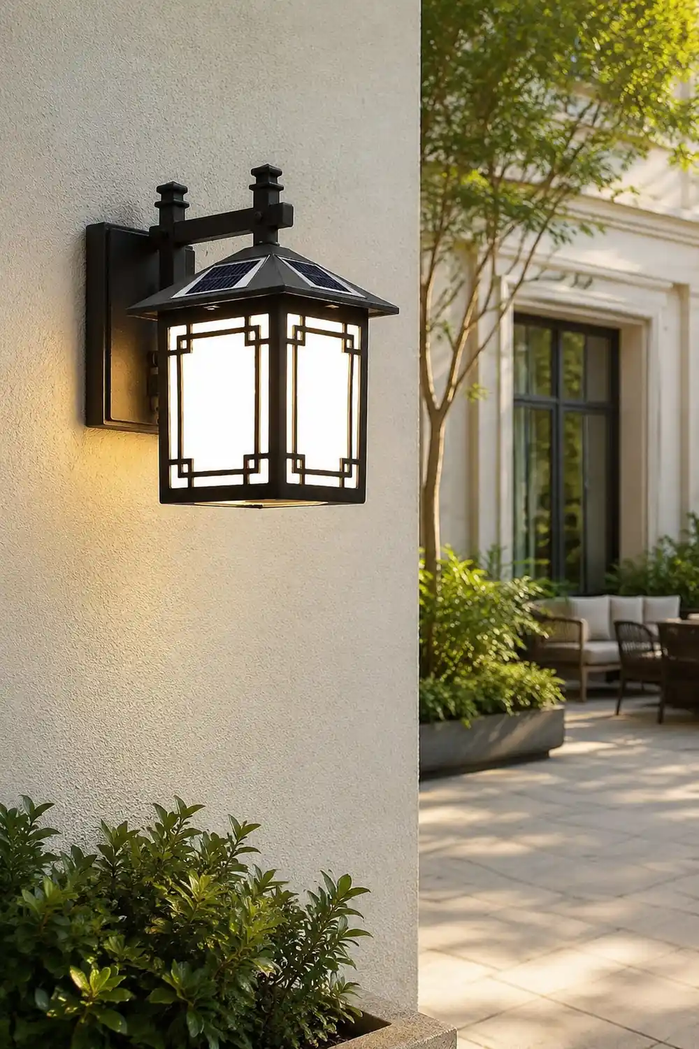 Up/Down Lighting Waterproof Black Vintage Solar Lights Outdoor Lanterns - Lumpaz