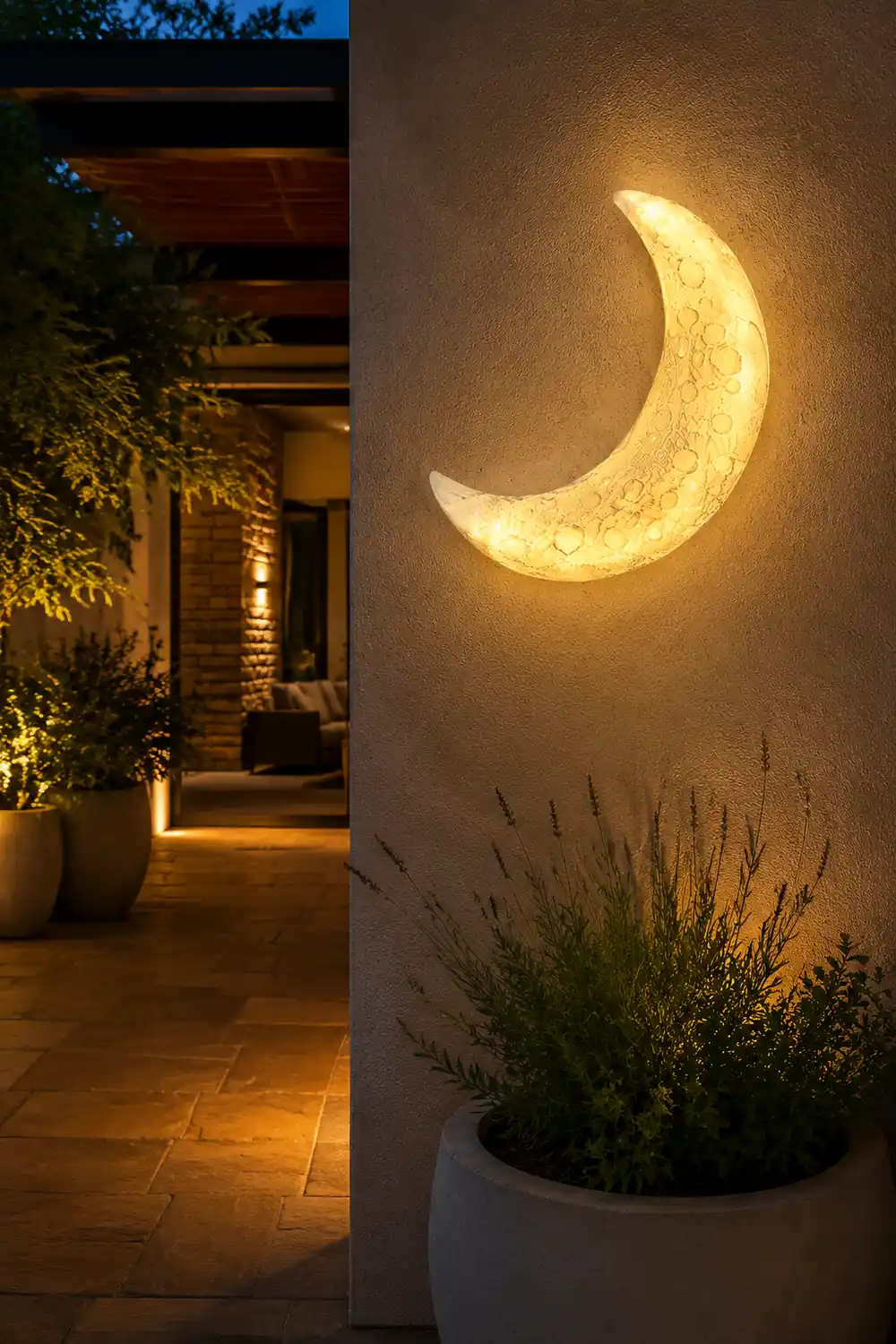 Creative Resin Moon Waterproof LED Modern Outdoor Wall Sconce Lighting - Lumpaz