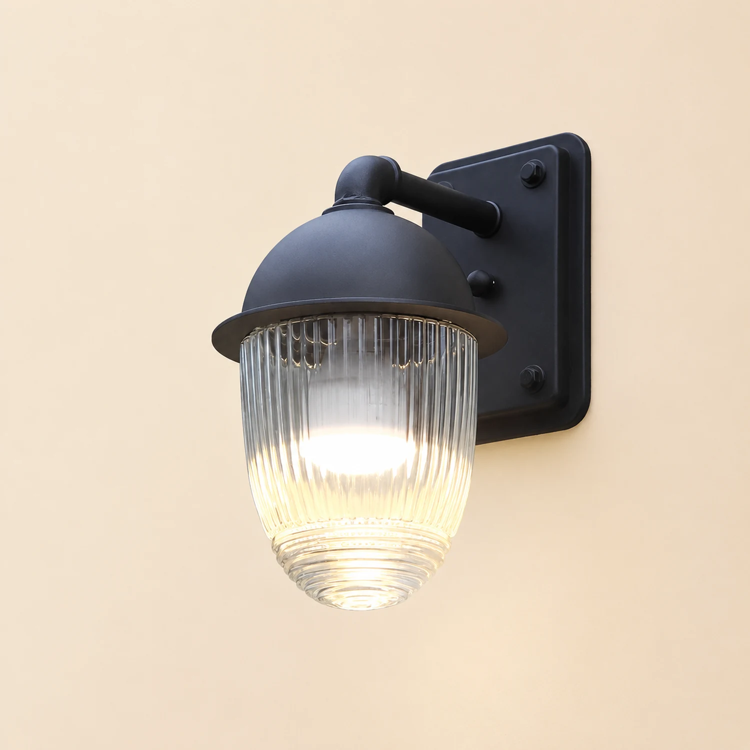 Waterproof Glass Ball Matte Black Modern Outdoor Wall Lamp Exterior Lights - Lumpaz