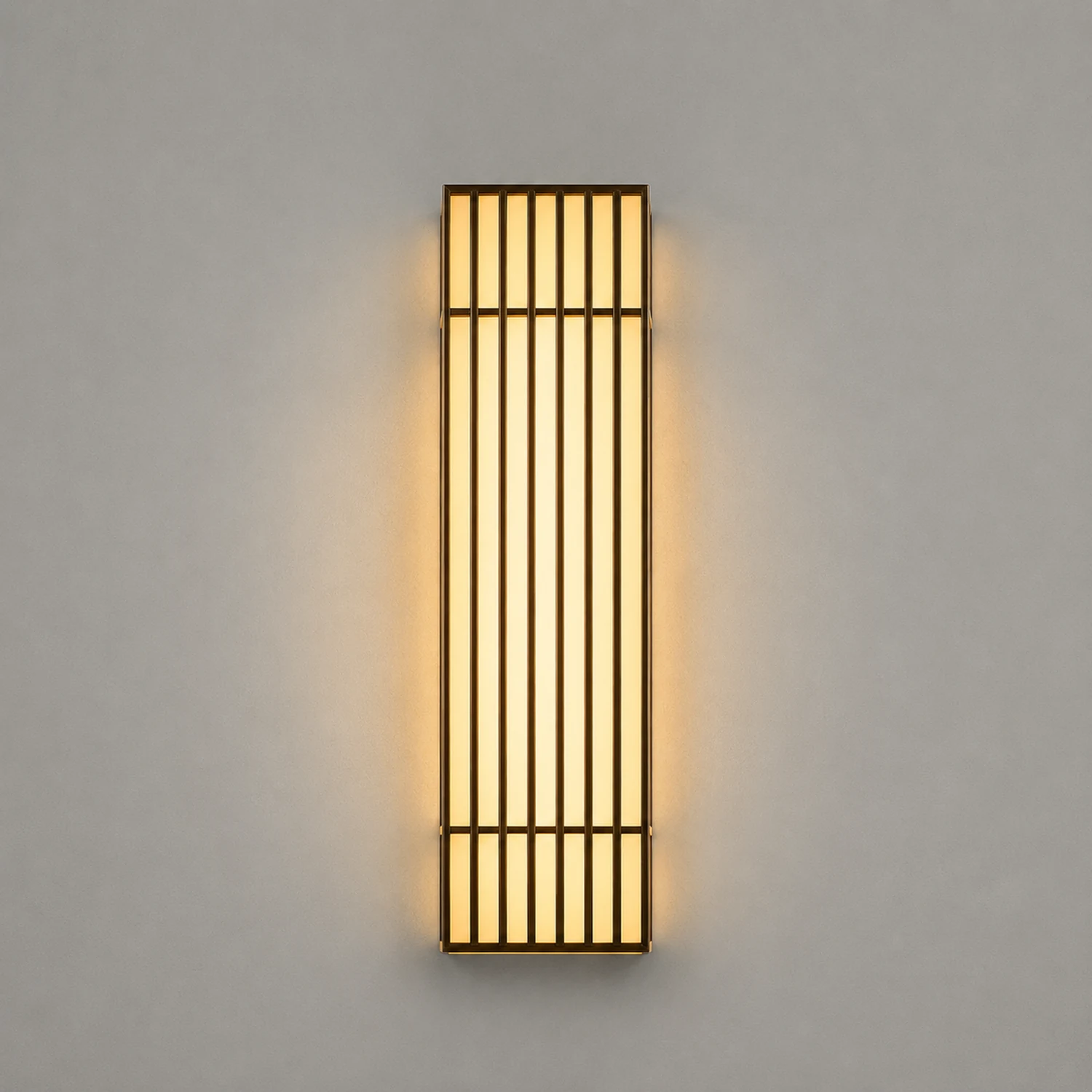 Retro Vertical Stripe Grid LED Waterproof Brown Outdoor Wall Lamp - Lumpaz