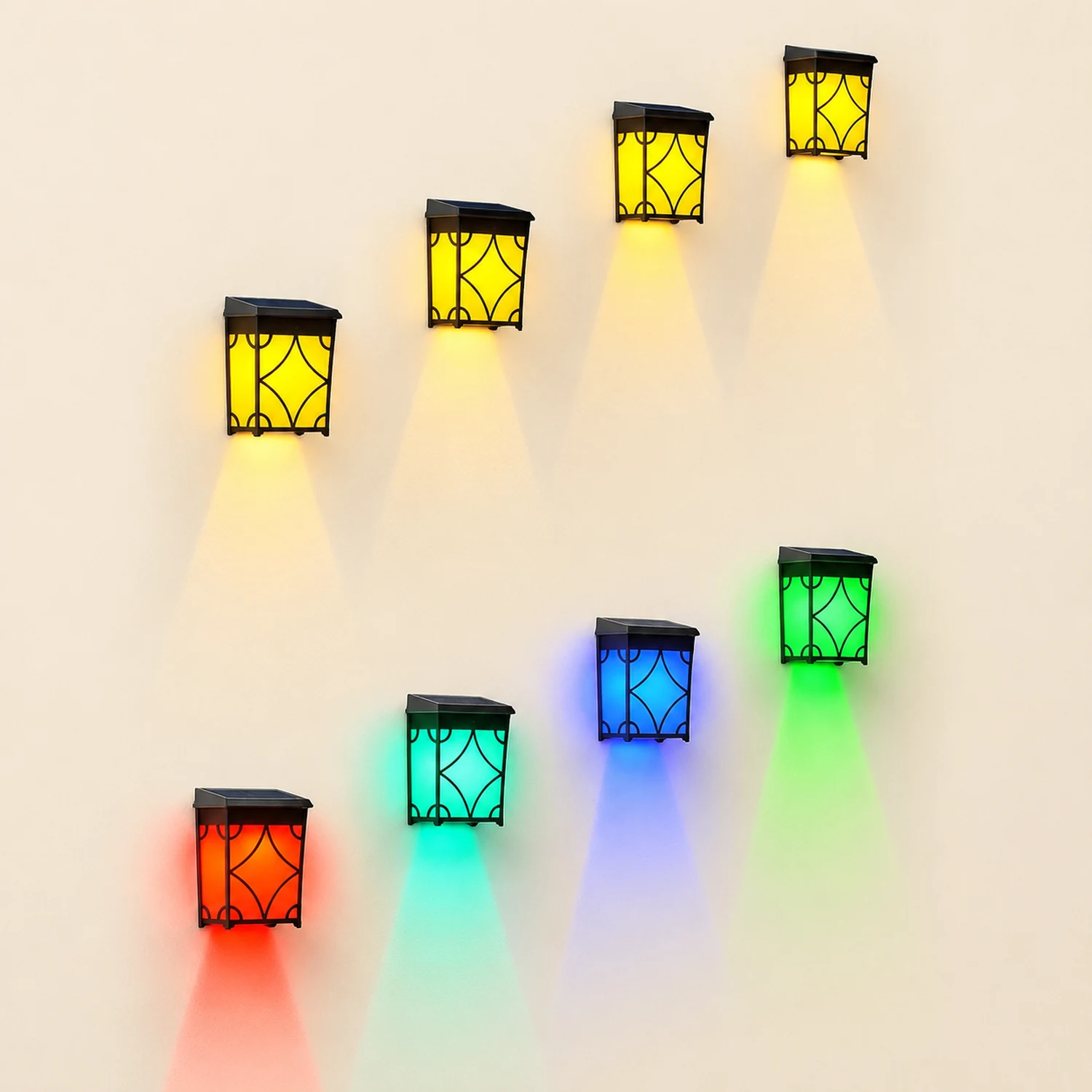 2Pcs Waterproof LED RGB Intelligent Motion Sensor Solar Wall Lights - Lumpaz