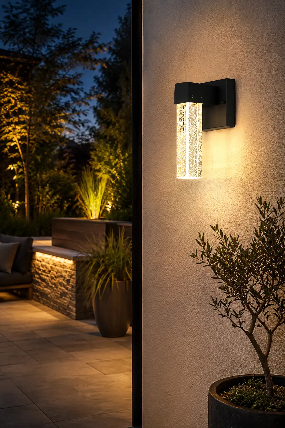 Waterproof LED 10W Crystal Black Modern Outdoor Wall Lamp Exterior Lights - Lumpaz
