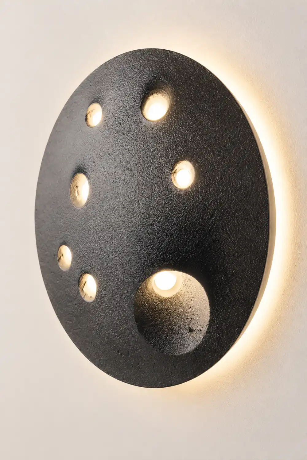 Round Creative Cement Lunar Crater Waterproof LED Outdoor Wall Lamp - Lumpaz
