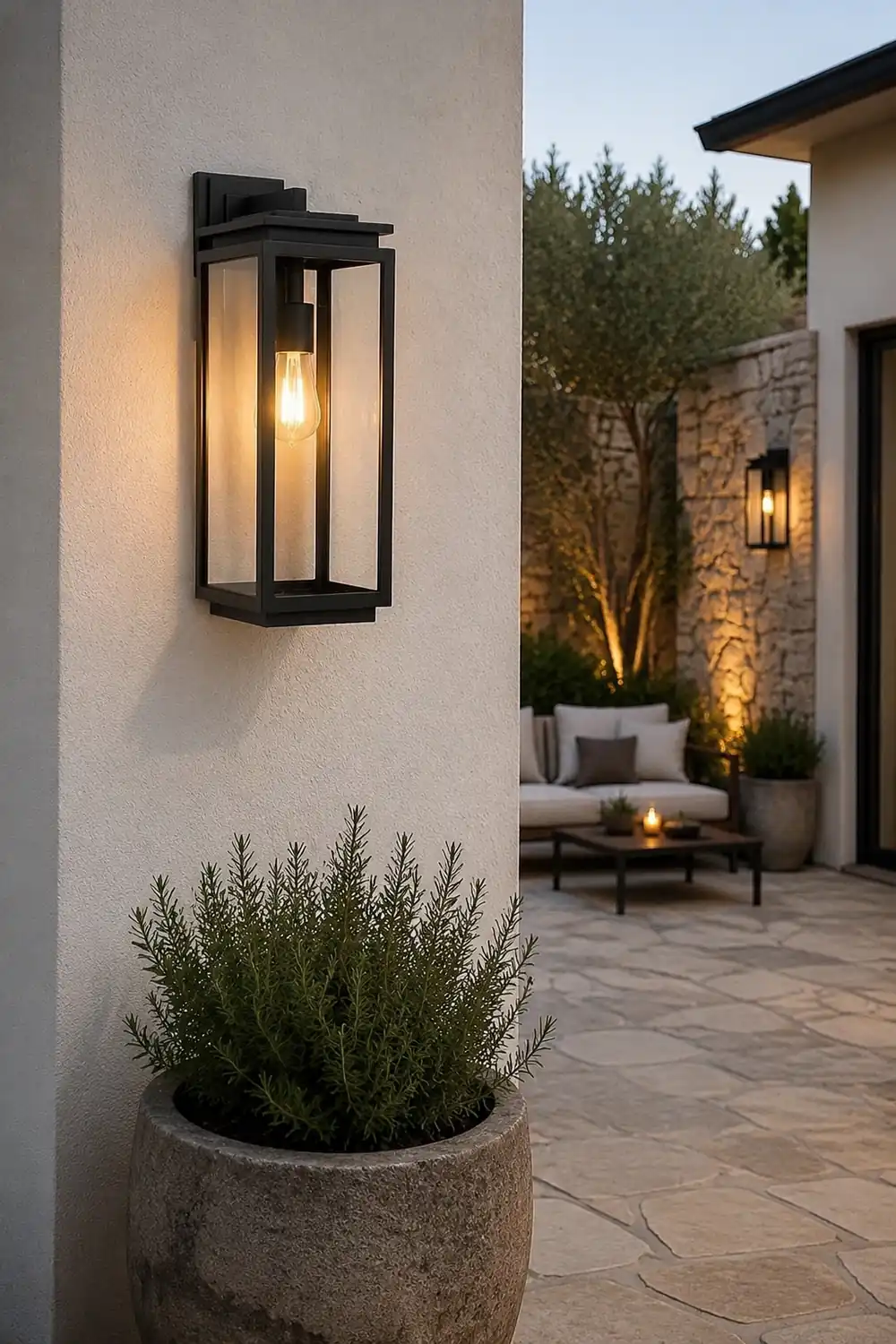 Waterproof Rectangular Glass Black Industrial Outdoor Wall Lamp Exterior Lights - Lumpaz