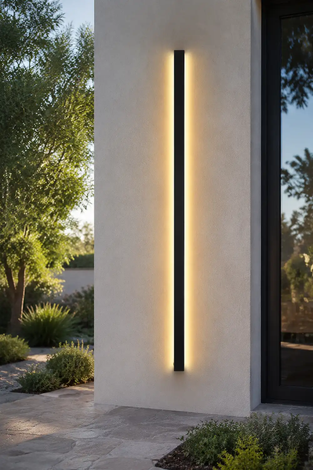 Black Long Strip Metal Waterproof Dimmable Modern Outdoor Wall Lights - Lumpaz