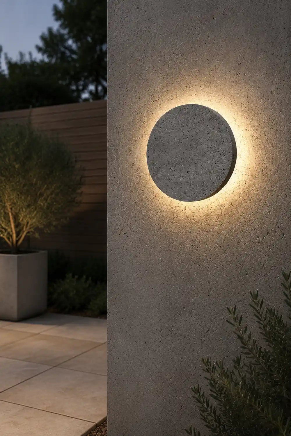 Round Concrete LED Waterproof Gray Modern Outdoor Wall Lights Porch Lights - Lumpaz