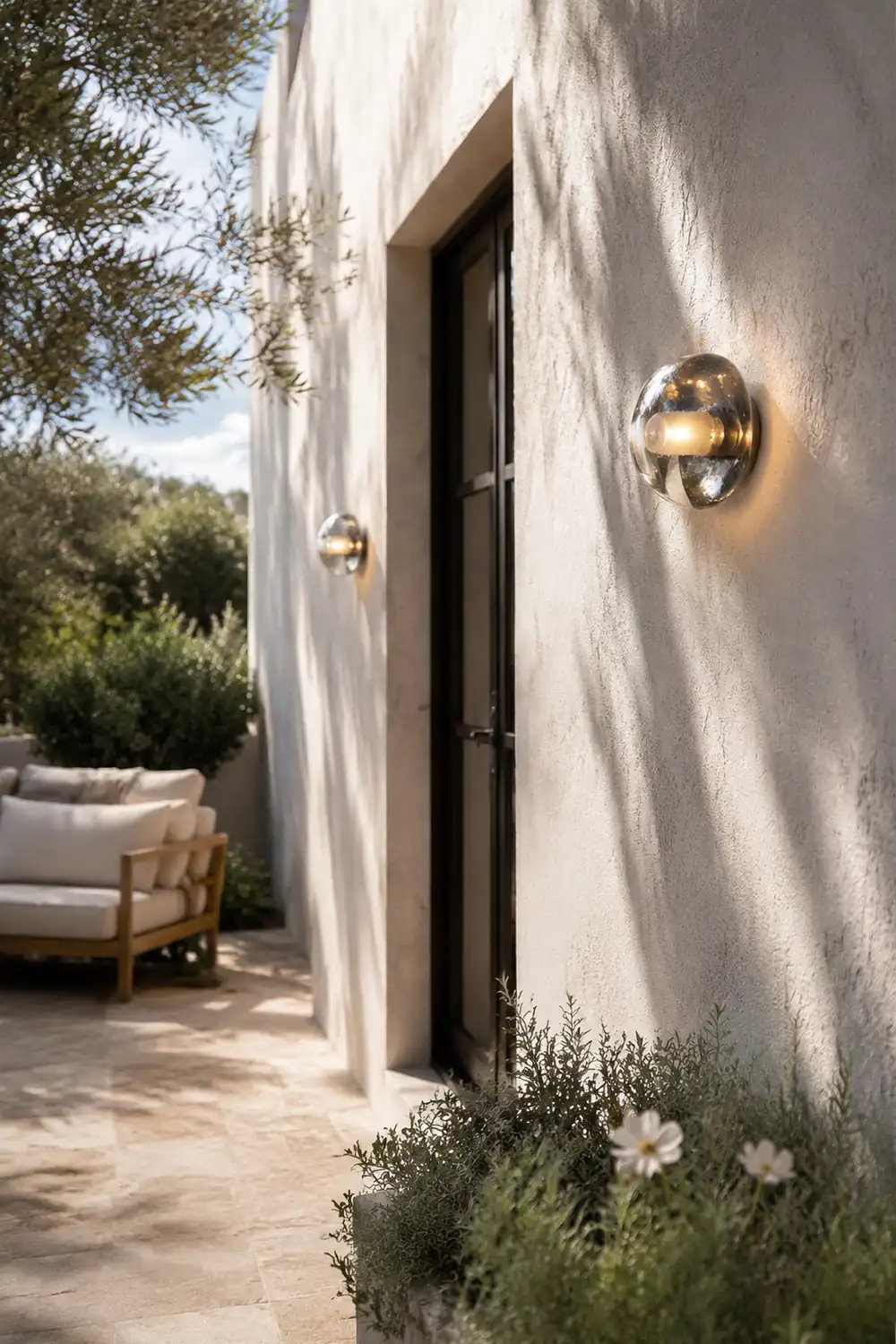 Round Bowl Glass LED Waterproof Transparent Rustic Outdoor Wall Lights - Lumpaz