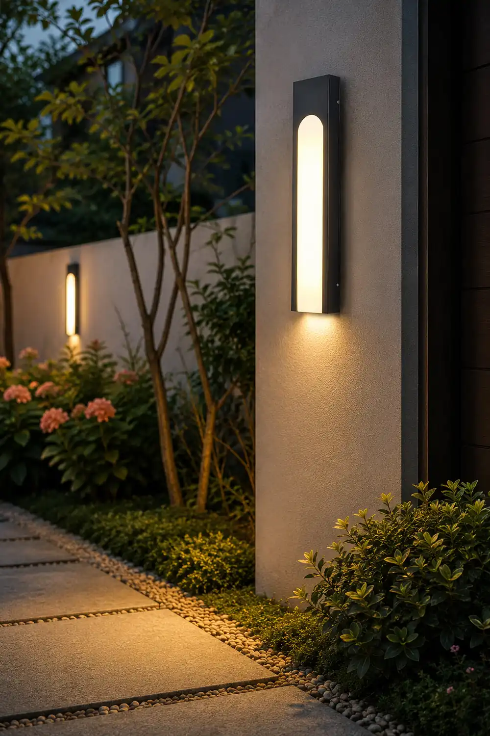 Arched Trapezoid Waterproof Black LED Modern Outdoor Wall Lights Wall Lamp - Lumpaz