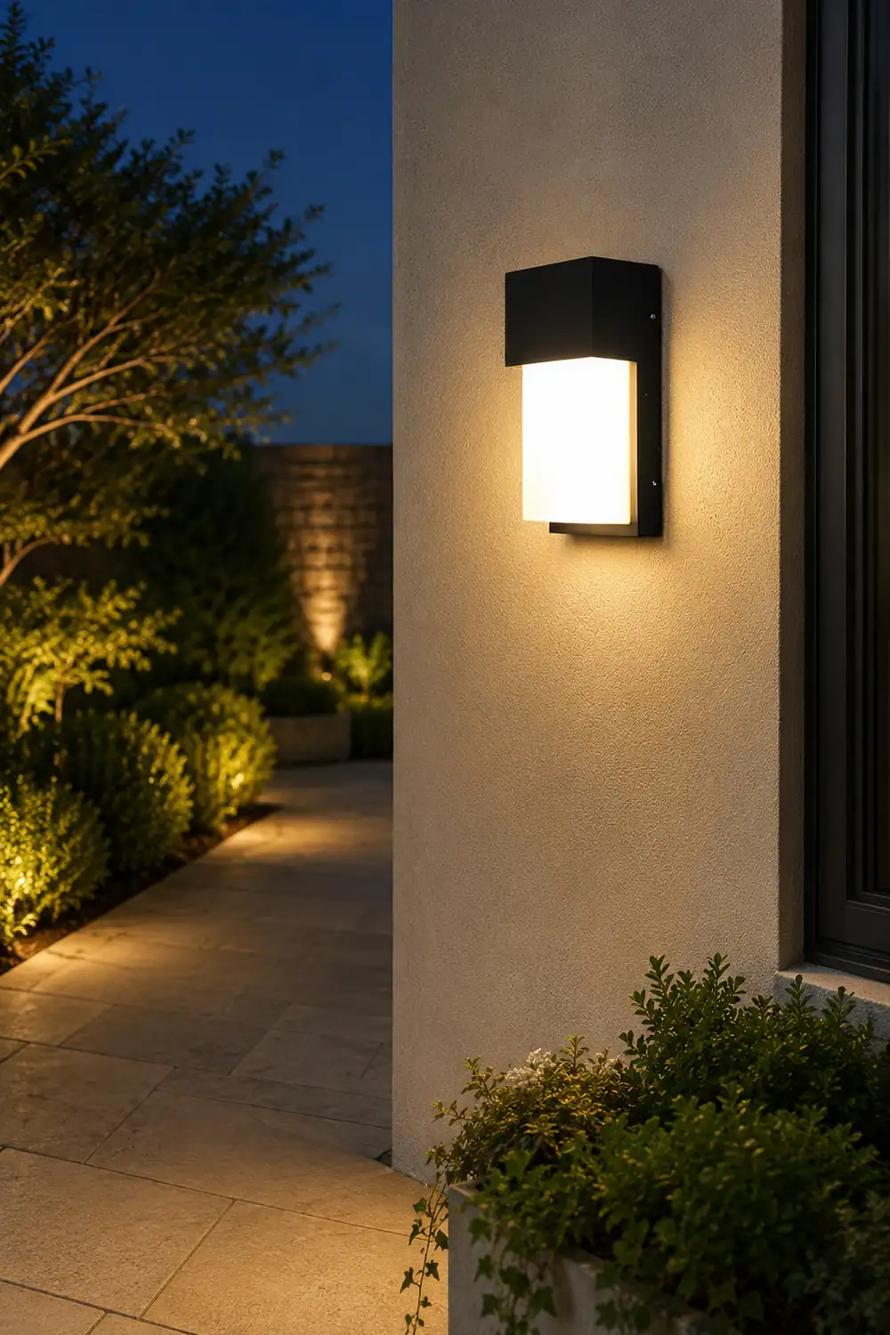 Rectangular Waterproof LED 10W Black Modern Outdoor Wall Light Fixture - Lumpaz