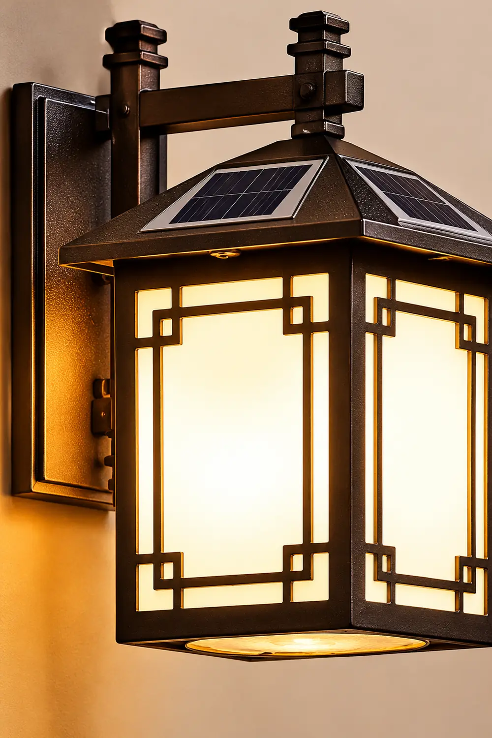 Up/Down Lighting Waterproof Black Vintage Solar Lights Outdoor Lanterns - Lumpaz