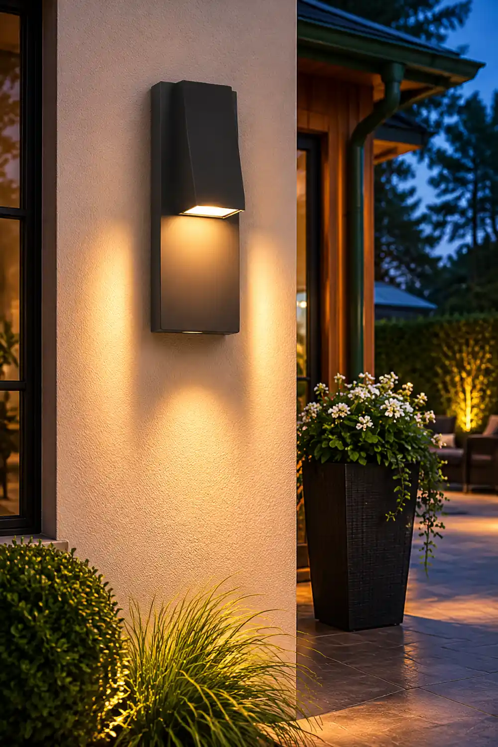 Rectangle Waterproof LED Black Modern Outdoor Wall Lamp Wall Light Fixture - Lumpaz