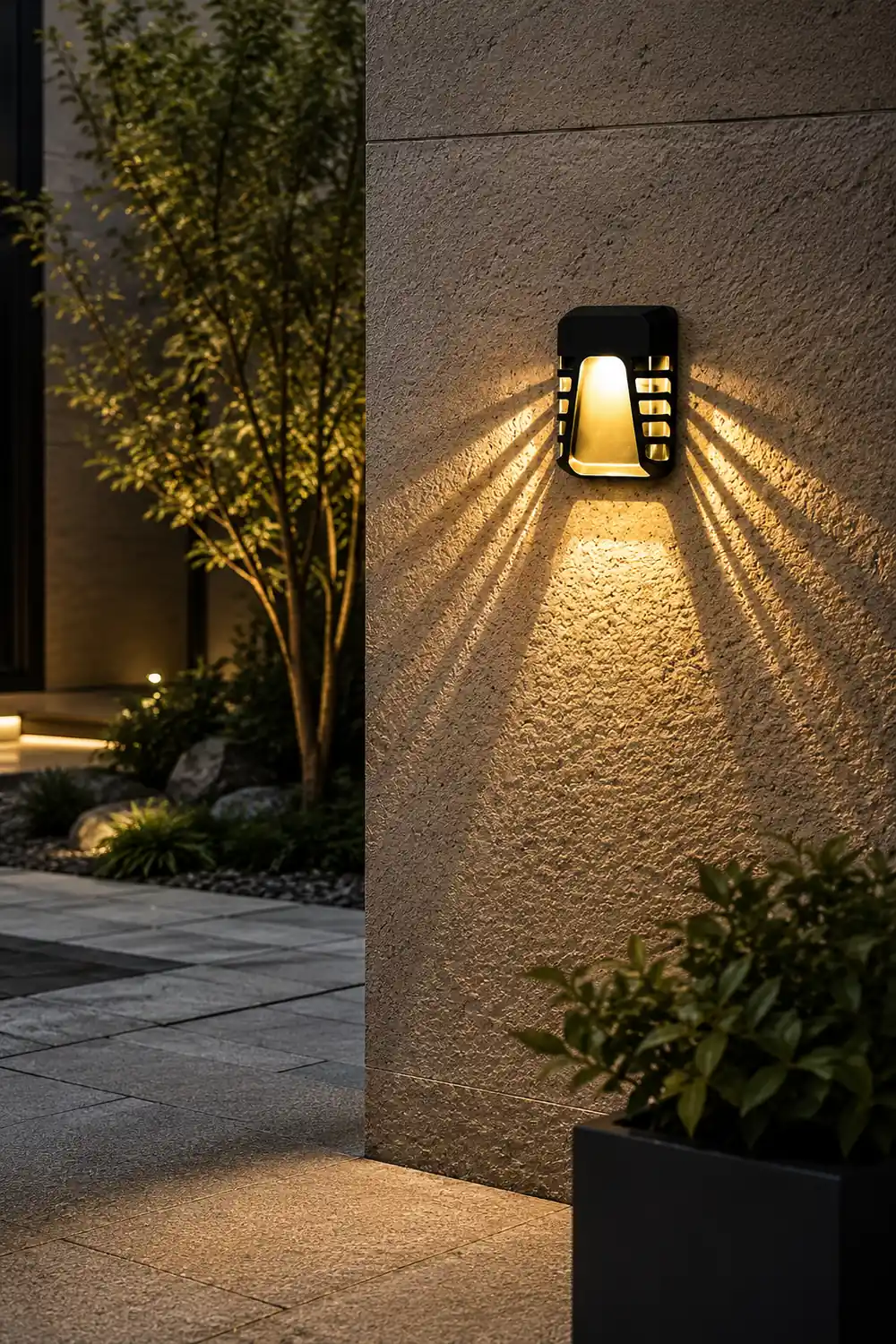 Waterproof Intelligent LED Black Modern Solar Outdoor Wall Lights - Lumpaz
