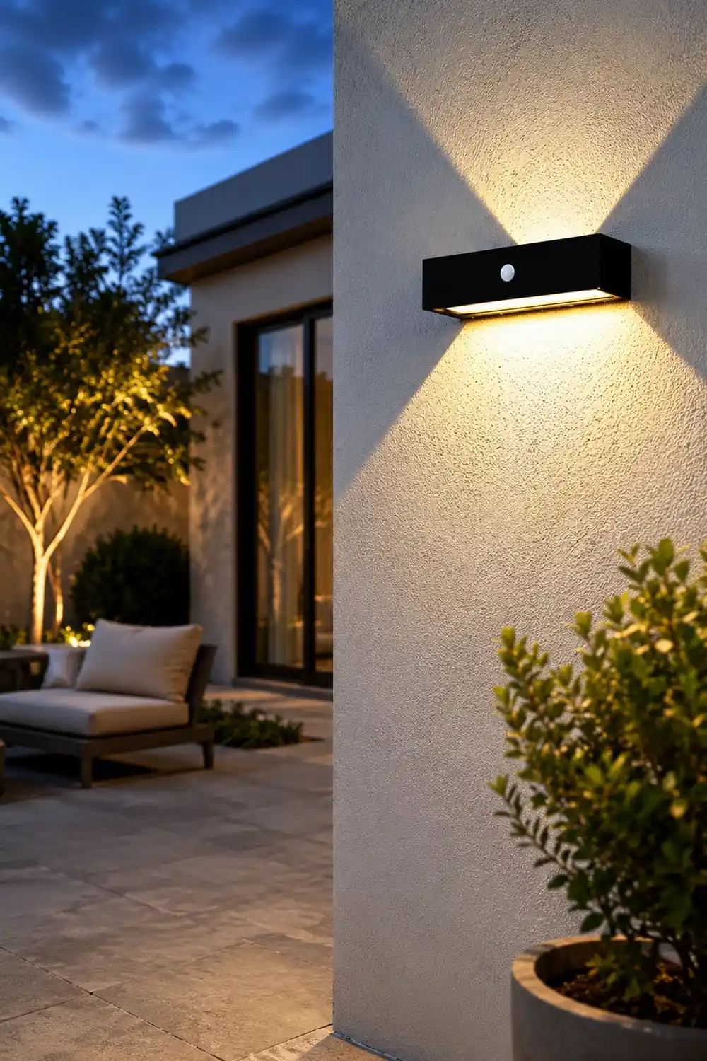 Waterproof LED Up and Down Lights Motion Sensor Modern Solar Wall Lamp - Lumpaz
