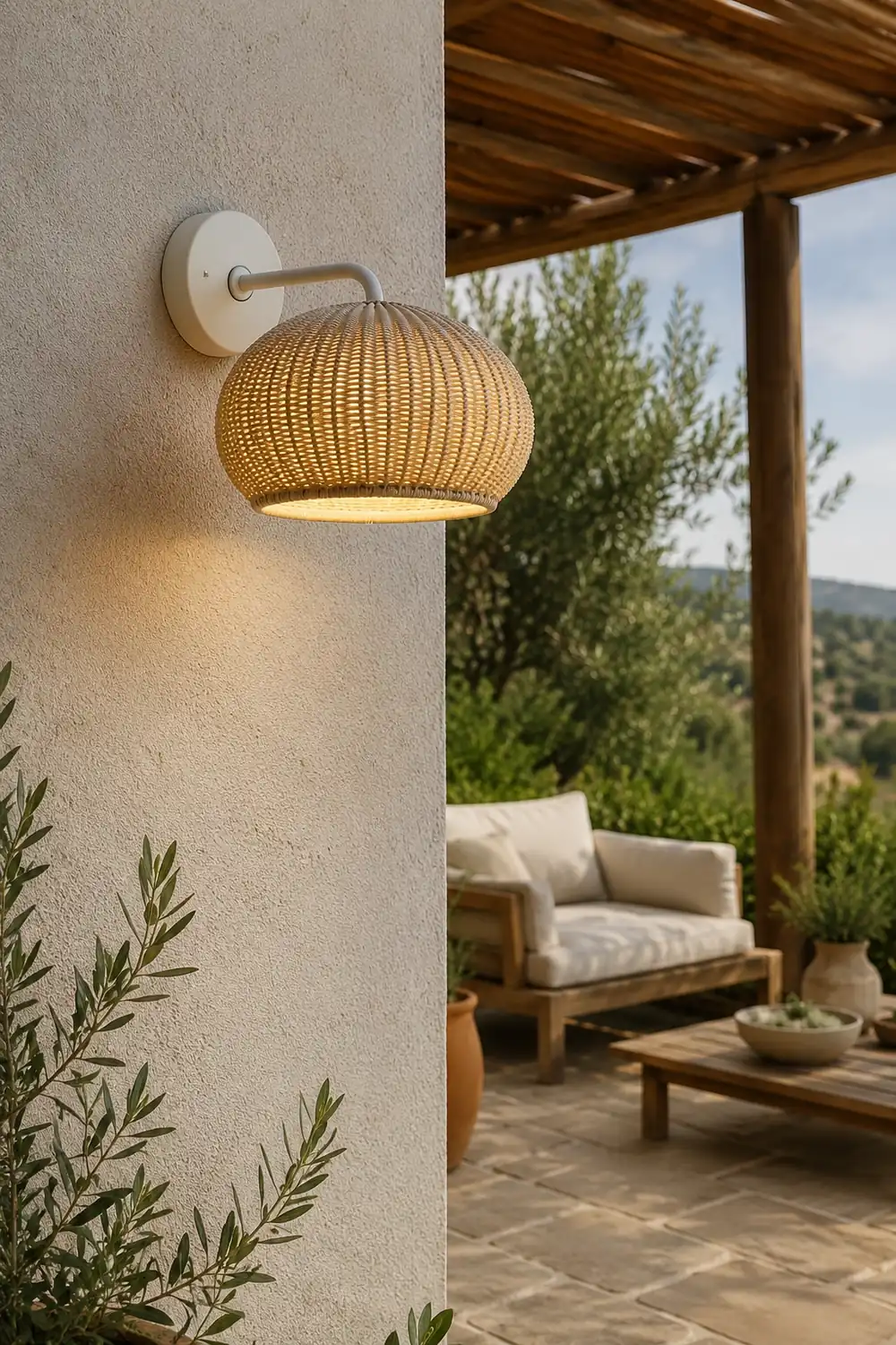 Lantern Shaped Waterproof Rattan Modern Outdoor Wall Lamp Chandelier - Lumpaz