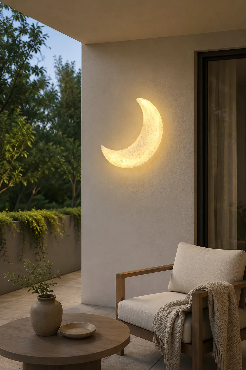 Creative Resin Moon Waterproof LED Modern Outdoor Wall Sconce Lighting - Lumpaz