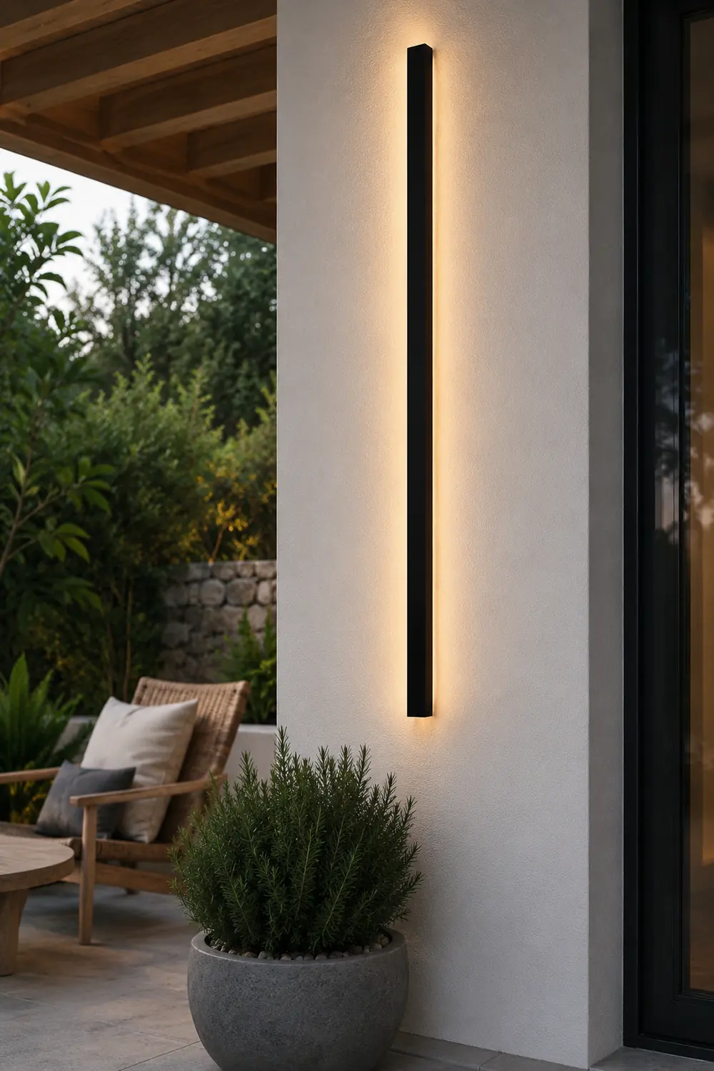 Minimalist Long Strip LED Waterproof Black Modern Solar Wall Sconce Lighting - Lumpaz
